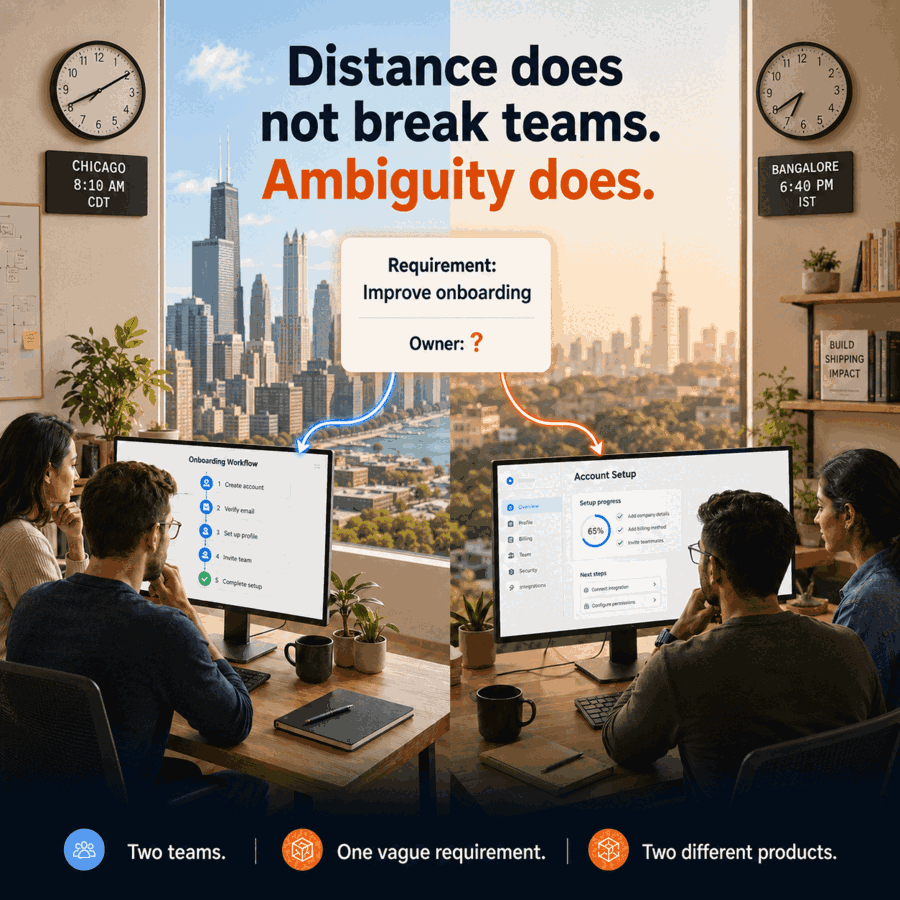 Clarity, Not Proximity Distance does not break teams, ambiguity does - two teams, one vague requirement, two different products